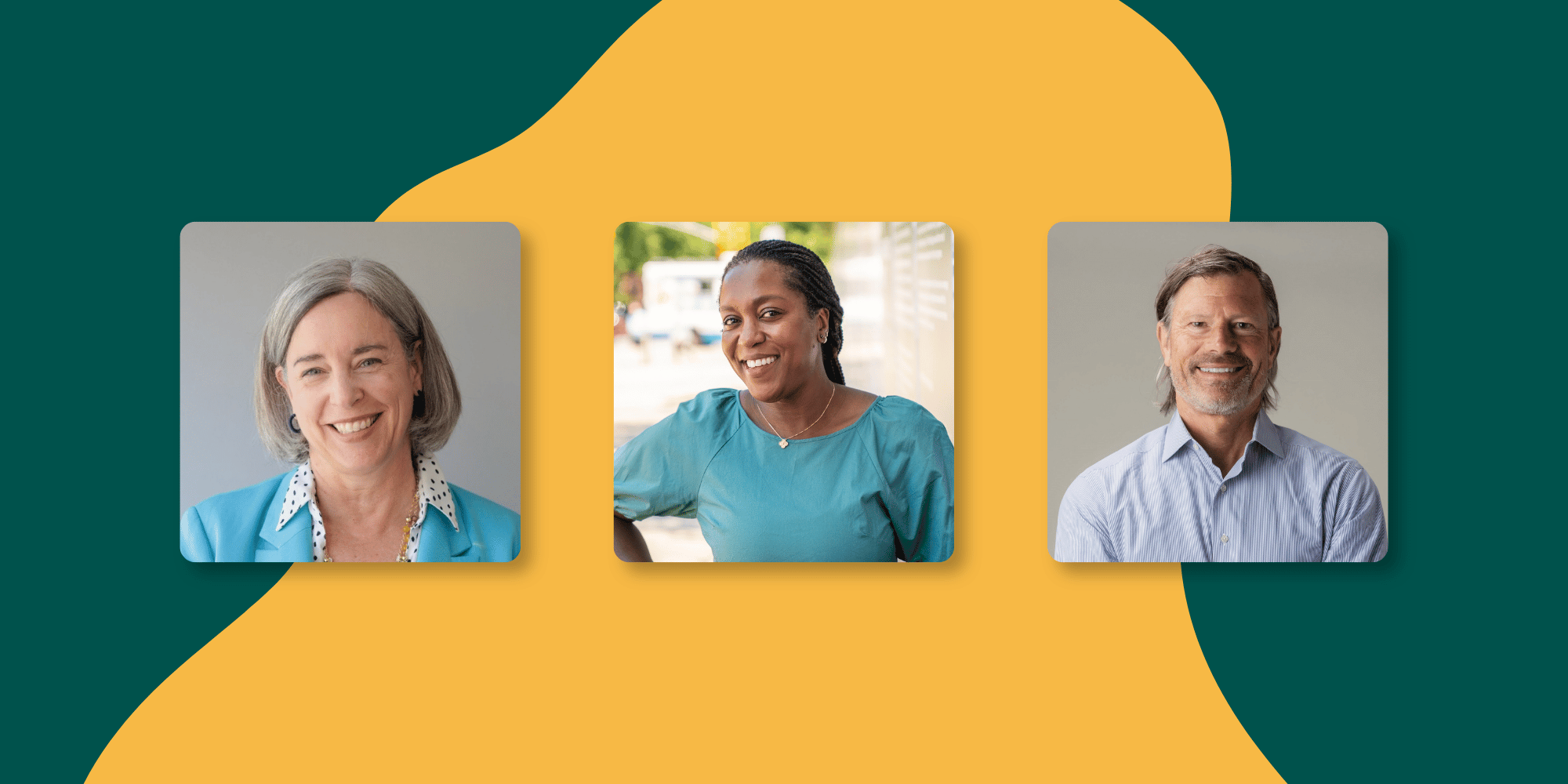 Photos of Stacy Dean, Maya Feller, and Jeffrey W. Ubben, the newest members of the FoodCorps Board of Directors.